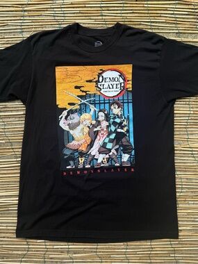 Demon Slayer Kimetsu No Yaiba Anime Tshirt Black Graphic Tee Size Large Manga